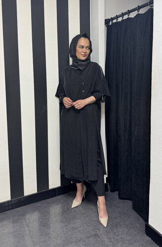 Miss Dalida Omuzu Fermuar Detaylı Ceket BLACK - 1