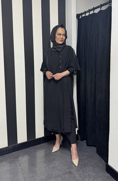Miss Dalida Omuzu Fermuar Detaylı Ceket BLACK - 1