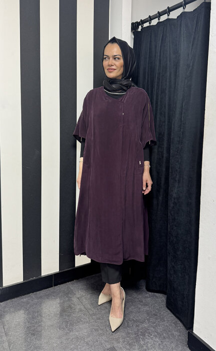 Miss Dalida Omuzu Fermuar Detaylı Ceket Oubergine - 1