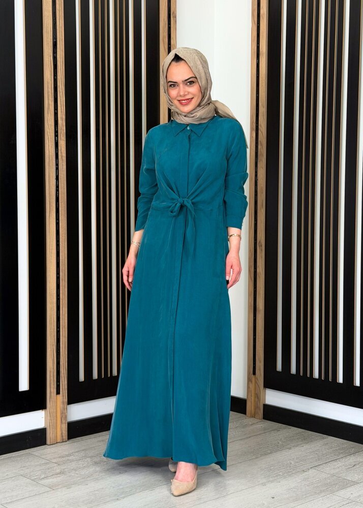 Miss Dalida Ön Kısmı Bağlama Detaylı Cupro Elbise North Sea - 2