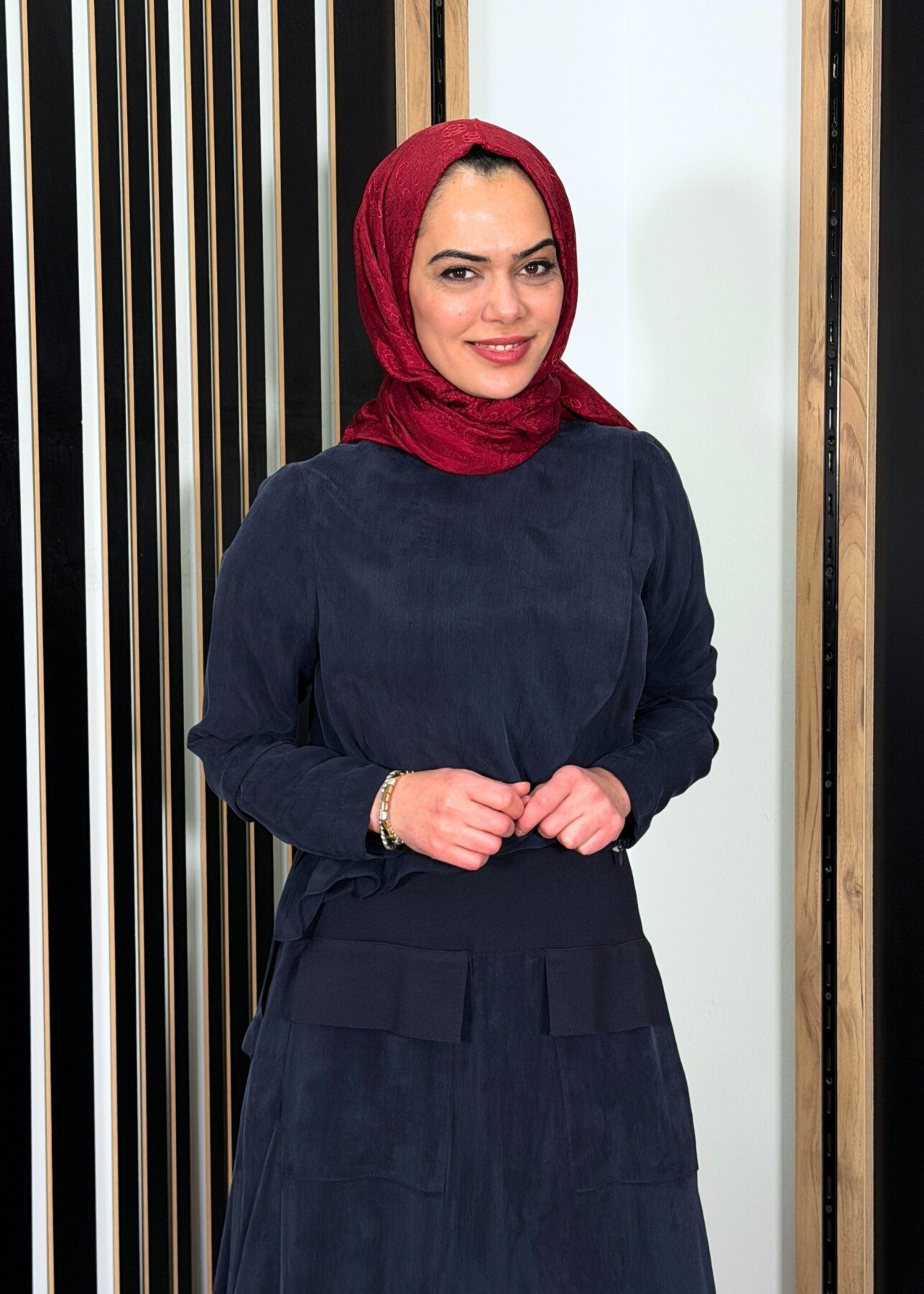 Miss Dalida Ön Kısmı Hareketli Cupro Tunik Dark Navy - 2