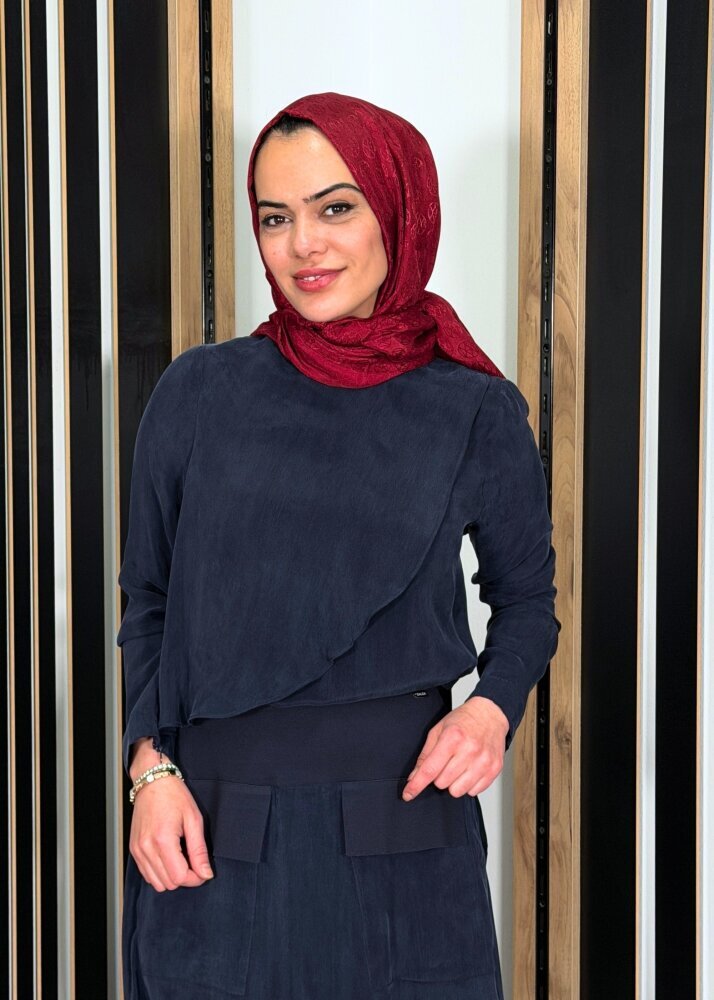 Miss Dalida Ön Kısmı Hareketli Cupro Tunik Dark Navy - 3