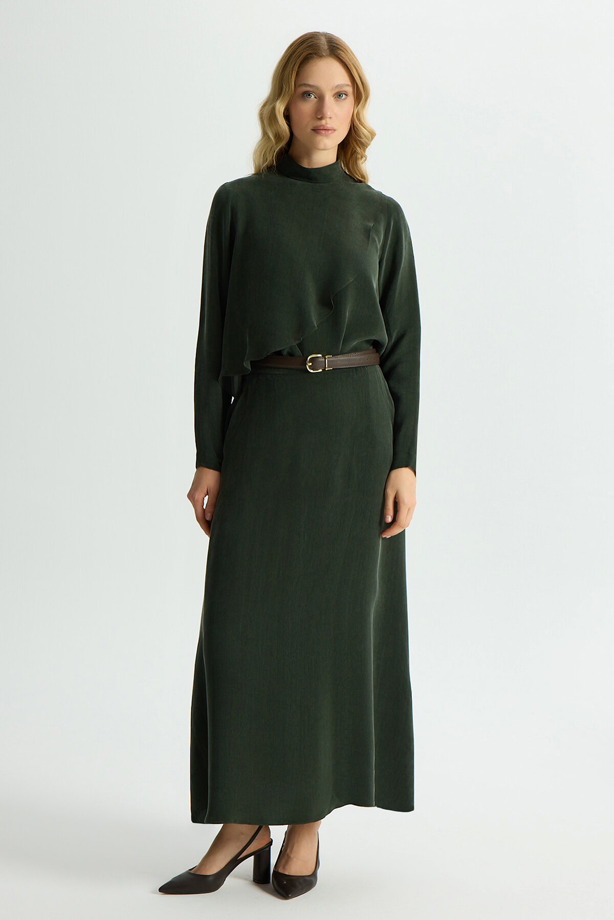 Miss Dalida Ön Kısmı Hareketli Cupro Tunik KHAKİ - 2