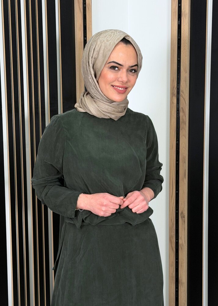 Miss Dalida Ön Kısmı Hareketli Cupro Tunik KHAKİ