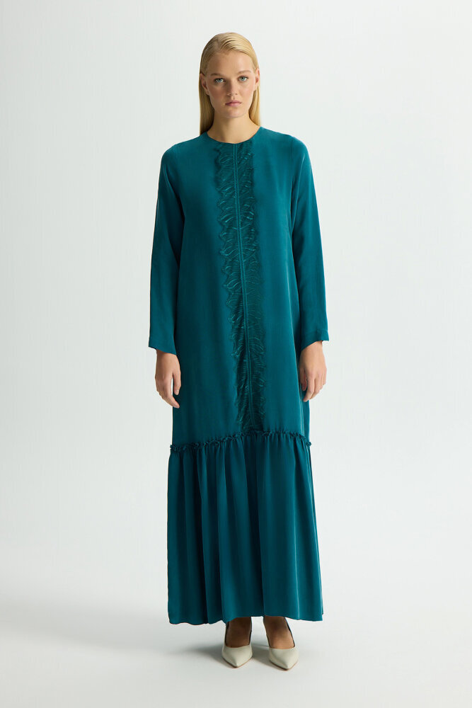 Miss Dalida Önü Dantelli Cupro Elbise North Sea - 1