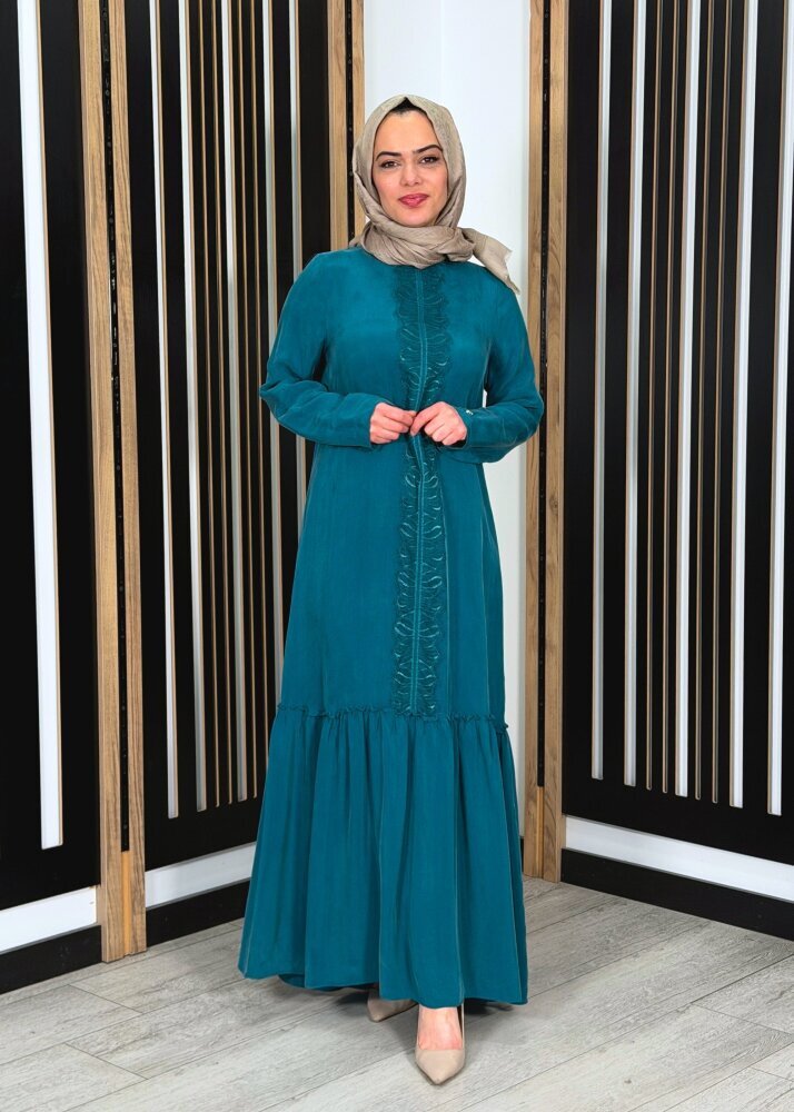 Miss Dalida Önü Dantelli Cupro Elbise North Sea - 2