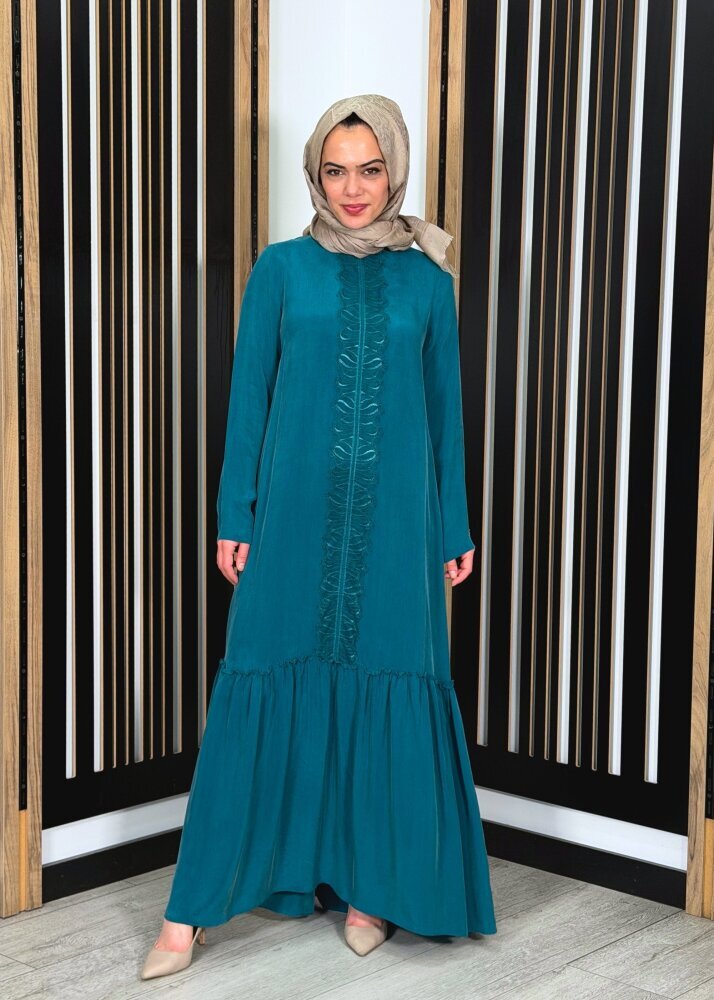 Miss Dalida Önü Dantelli Cupro Elbise North Sea - 3