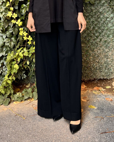 Miss Dalida Önü Dikişli Bol Paça Pantolon BLACK - MİSS DALİDA