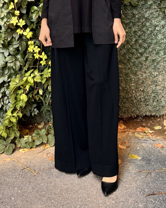 Miss Dalida Önü Dikişli Bol Paça Pantolon BLACK - 1