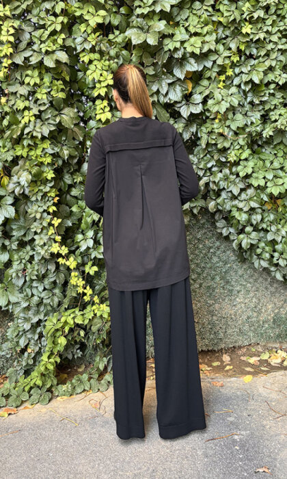 Miss Dalida Önü Dikişli Bol Paça Pantolon BLACK - 3