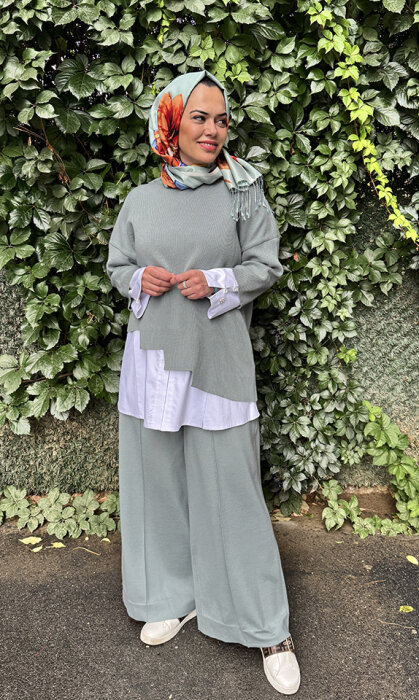 Miss Dalida Önü Dikişli Bol Paça Pantolon ÇAĞLA - 2