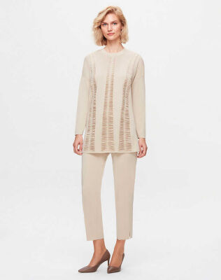 Miss Dalida Örgü Teknikli Düz Renk Tunik BEİGE 