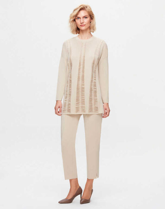 Miss Dalida Örgü Teknikli Düz Renk Tunik BEİGE - 1