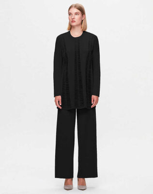 Miss Dalida Örgü Teknikli Düz Renk Tunik BLACK 