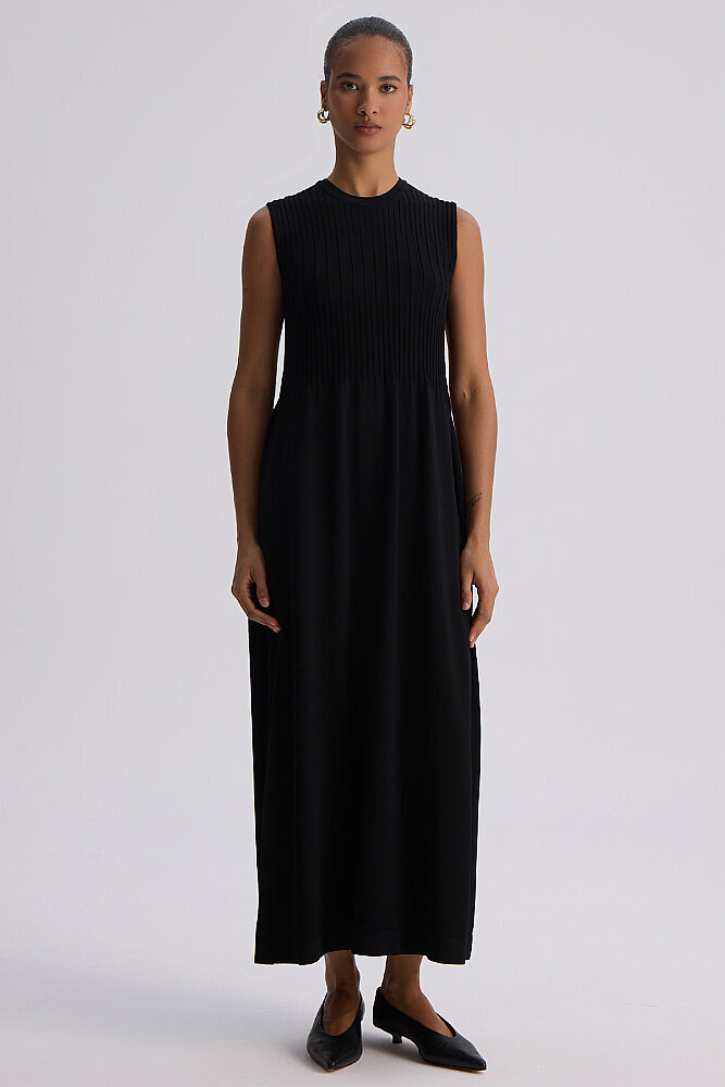 Miss Dalida Örgü Teknikli Elbise Hırka Takım BLACK - 3