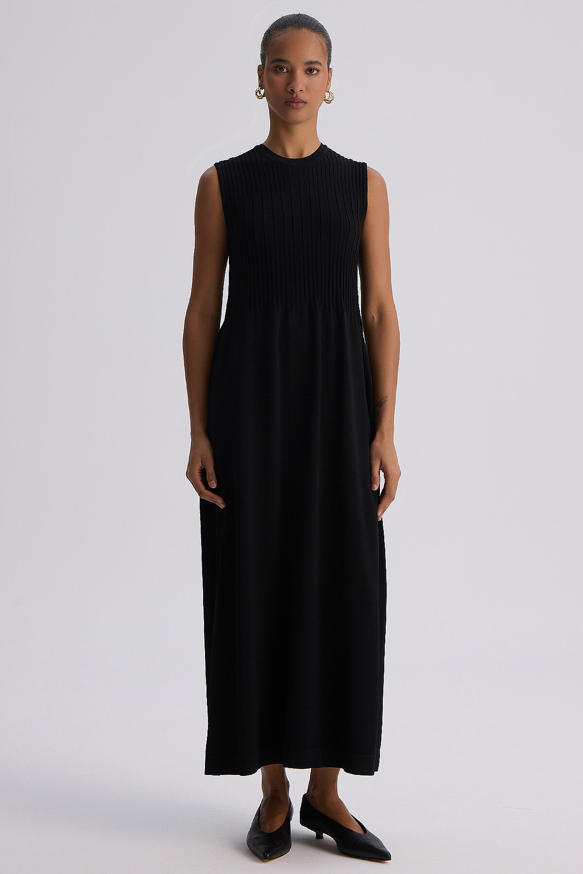 Miss Dalida Örgü Teknikli Elbise Hırka Takım BLACK - 3