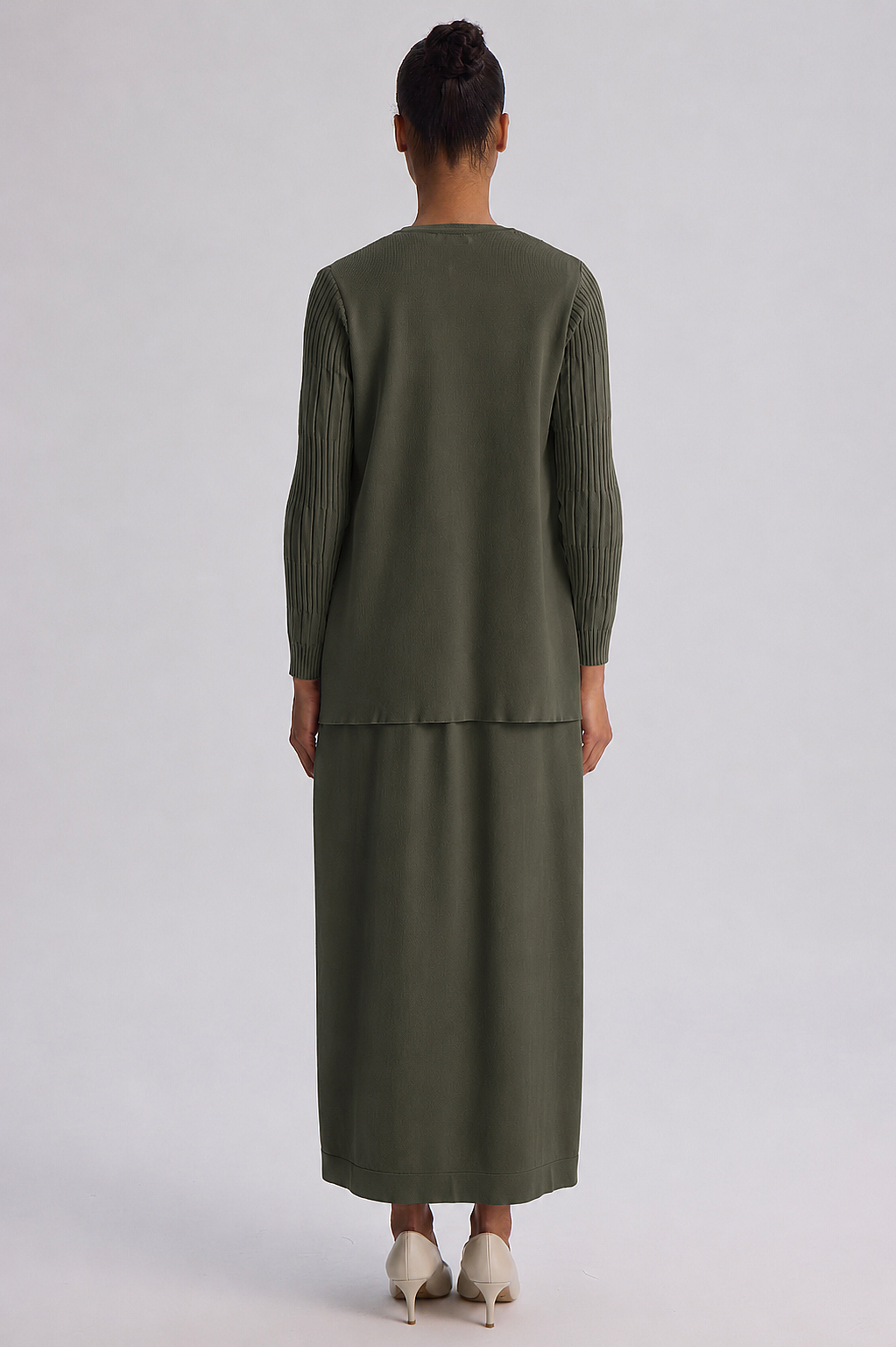 Miss Dalida Örgü Teknikli Elbise Hırka Takım KHAKİ - 4