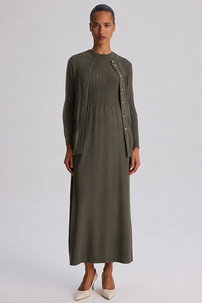Miss Dalida Örgü Teknikli Elbise Hırka Takım KHAKİ - 5