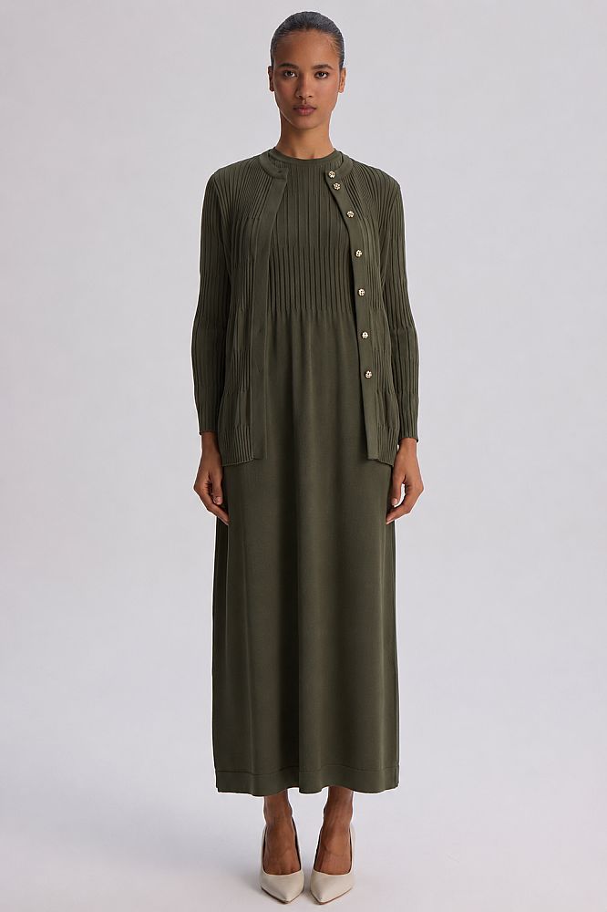 Miss Dalida Örgü Teknikli Elbise Hırka Takım KHAKİ - 6