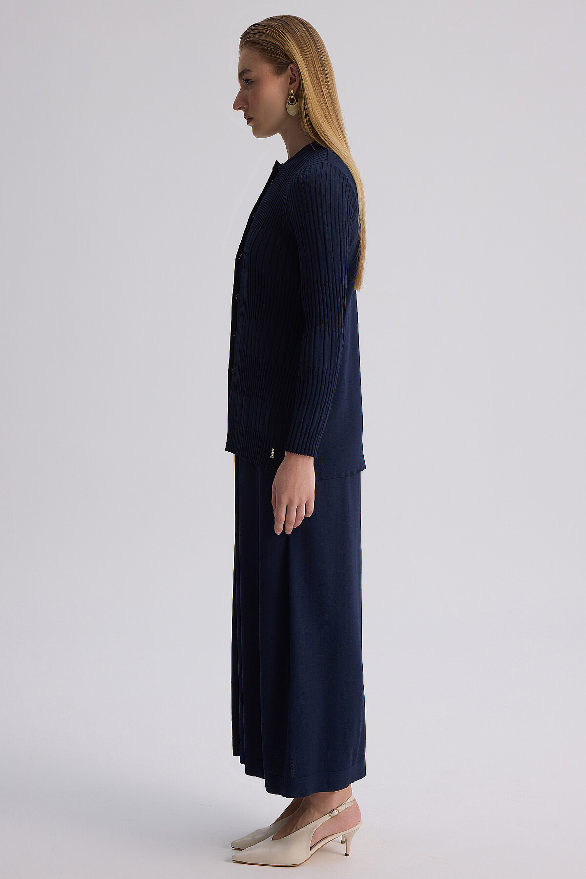 Miss Dalida Örgü Teknikli Elbise Hırka Takım Navy - 7