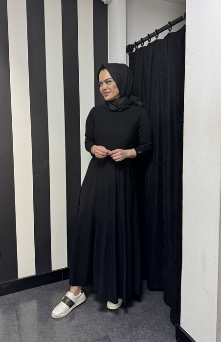 Miss Dalida Örgü Teknikli Triko Elbise BLACK - 2