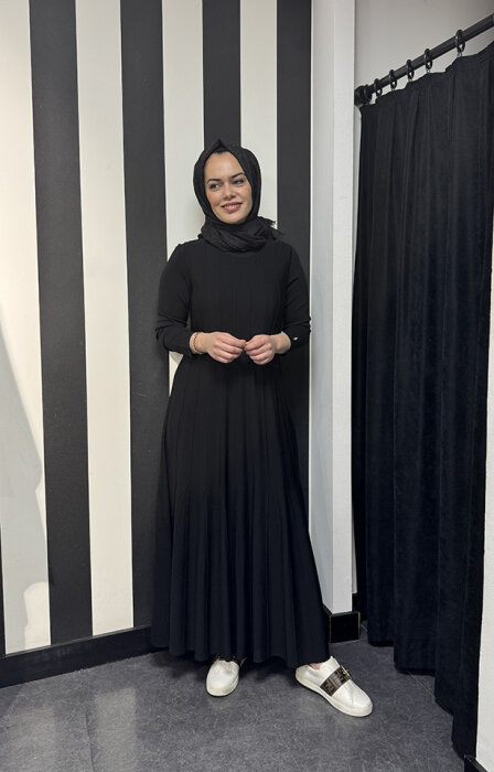 Miss Dalida Örgü Teknikli Triko Elbise BLACK - 3