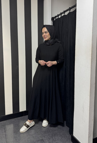 Miss Dalida Örgü Teknikli Triko Elbise BLACK - 5