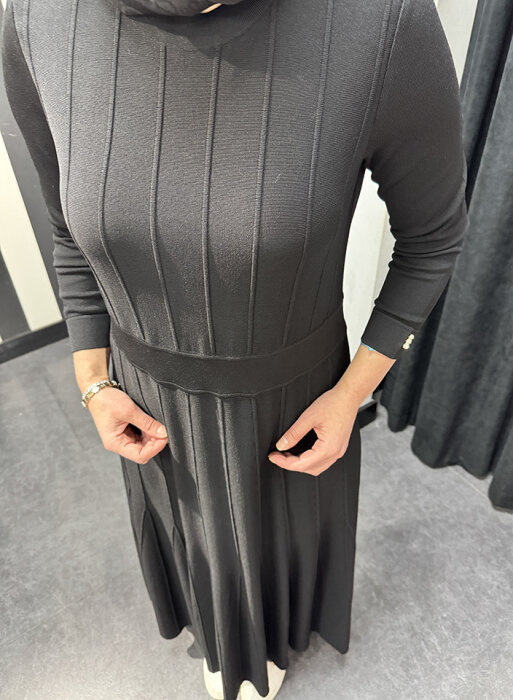 Miss Dalida Örgü Teknikli Triko Elbise BLACK - 6