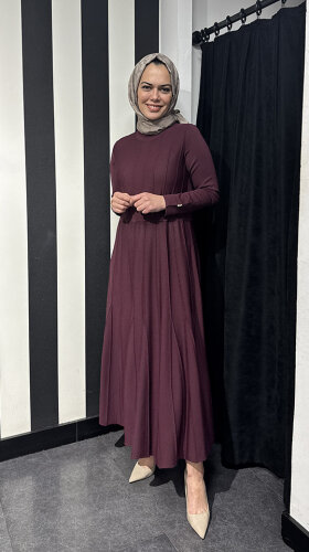 Miss Dalida Örgü Teknikli Triko Elbise BORDO - 4