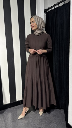 Miss Dalida Örgü Teknikli Triko Elbise Cacao - MİSS DALİDA