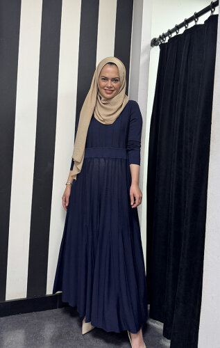 Miss Dalida Örgü Teknikli Triko Elbise Navy Blue - 2