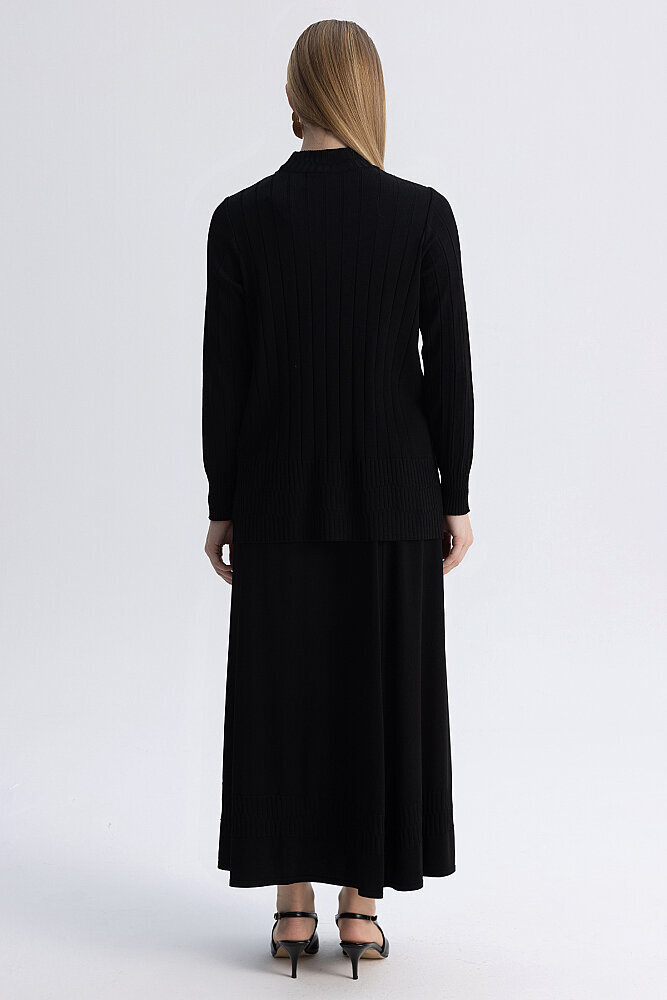 Miss Dalida Örgü Teknikli Triko Kiloş Etek BLACK - 6