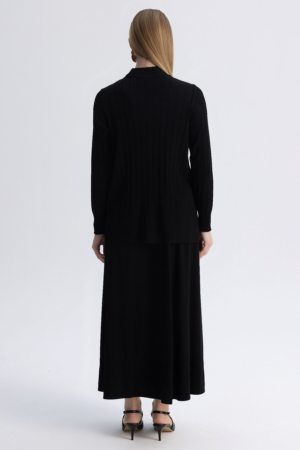 Miss Dalida Örgü Teknikli Triko Kiloş Etek BLACK - 6