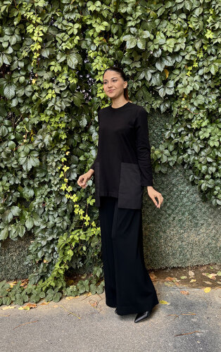 Miss Dalida Poplin Cepli Triko Tunik BLACK - MİSS DALİDA (1)