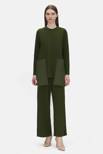 Miss Dalida Poplin Cepli Triko Tunik GREEN 