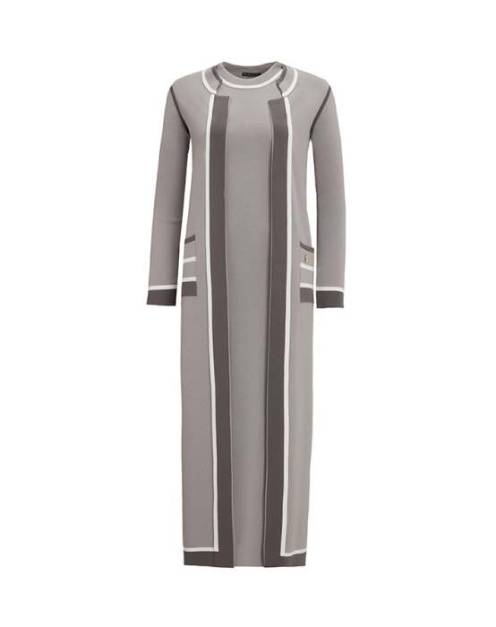 Miss Dalida Renk Detaylı Kolsuz Triko Elbise GREY - 1