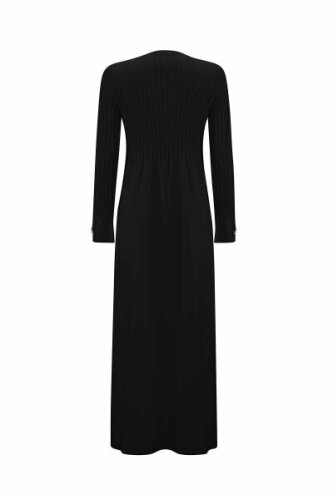 Miss Dalida Saç Örgü Detaylı Triko Elbise BLACK - 6