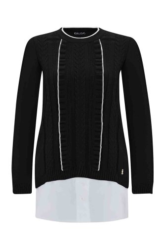 Miss Dalida Saç Örgü Detaylı Triko Tunik BLACK 