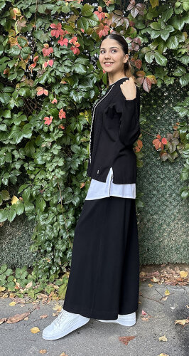 Miss Dalida Saç Örgü Detaylı Triko Tunik BLACK - 3