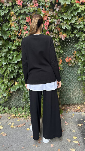 Miss Dalida Saç Örgü Detaylı Triko Tunik BLACK - 4