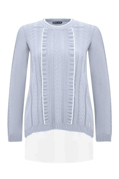 Miss Dalida Saç Örgü Detaylı Triko Tunik GREY - 1