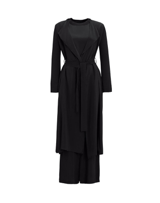 Miss Dalida Şal Yaka Cupro Triko Hırka-Tunik Takım BLACK - 4