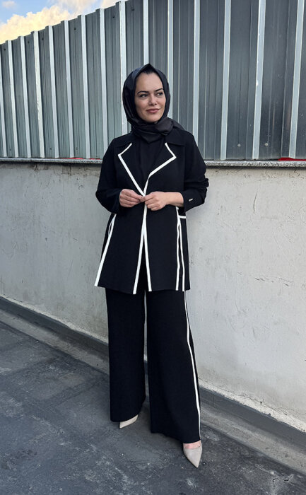 Miss Dalida Şerit Çizgili Ceket BLACK - 1