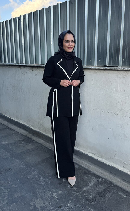 Miss Dalida Şerit Çizgili Ceket BLACK - 2