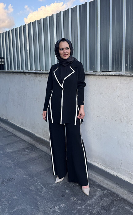 Miss Dalida Şerit Çizgili Ceket BLACK - 3