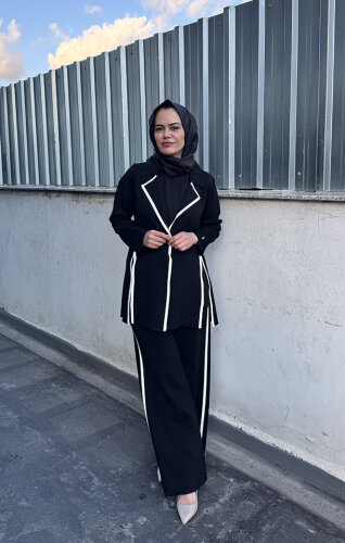 Miss Dalida Şerit Çizgili Ceket BLACK - 4