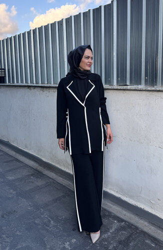 Miss Dalida Şerit Çizgili Ceket BLACK - 5