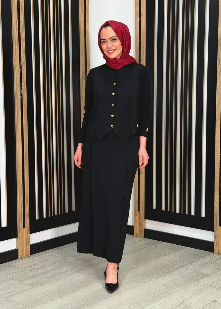 Miss Dalida Şerit Detaylı Triko Etek BLACK - 2