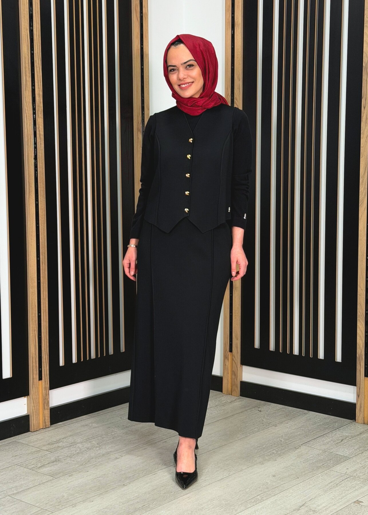 Miss Dalida Şerit Detaylı Triko Etek BLACK - 2