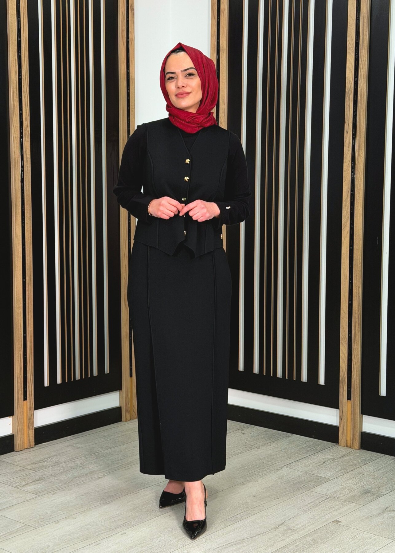 Miss Dalida Şerit Detaylı Triko Etek BLACK - 3